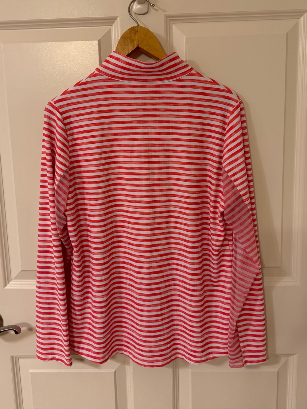 Ibkul Women's L Pink White Stripe 1/4 Zip Long Sleeve Top Activewear EUC - Picture 2 of 7